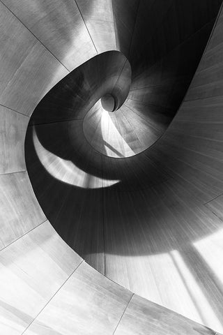 Stairs 10 White Modern Wood Framed Art Print with Double Matting by Zhou, Steven