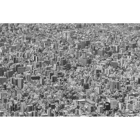 Tokyo texture Black Modern Wood Framed Art Print with Double Matting by Higa, Kengo