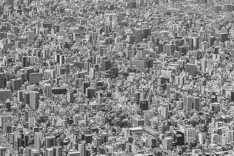 Tokyo texture White Modern Wood Framed Art Print with Double Matting by Higa, Kengo