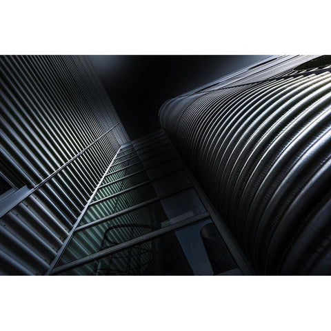 Industrial Building Black Modern Wood Framed Art Print with Double Matting by Ruckert, Stephan