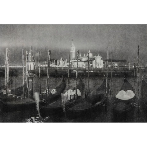 Rainy Night in Venice Gold Ornate Wood Framed Art Print with Double Matting by Yermoshkin, Leonid