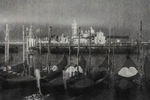 Rainy Night in Venice Black Ornate Wood Framed Art Print with Double Matting by Yermoshkin, Leonid