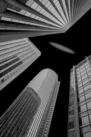 Skyscraper Black Ornate Wood Framed Art Print with Double Matting by Mao, Yun