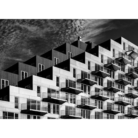 Blocks Black Modern Wood Framed Art Print by Koer, Jaap