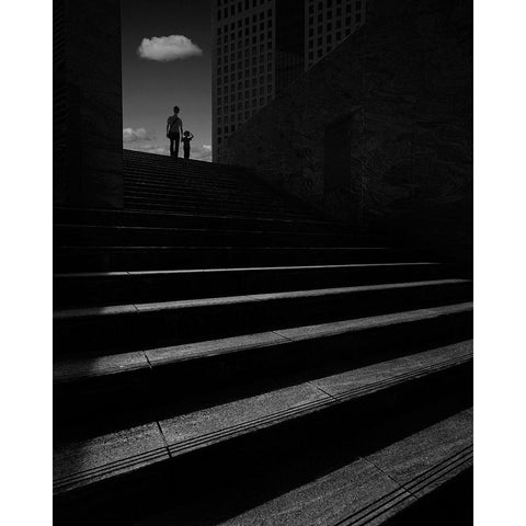 Summer In The City Black Modern Wood Framed Art Print with Double Matting by Takachi, Yasuhiro