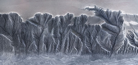 Earth Fissure White Modern Wood Framed Art Print with Double Matting by Cui, Yuan