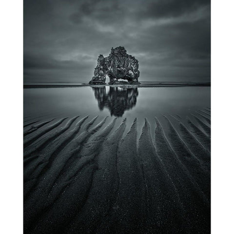 Hvitserkur Gold Ornate Wood Framed Art Print with Double Matting by Guo, David