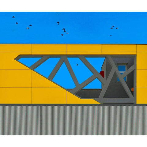 Facade - Hasharon White Modern Wood Framed Art Print by Orbach, Arnon