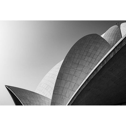 Lotus Temple .. The Grey Scale Black Modern Wood Framed Art Print by Chawla, Shobhit