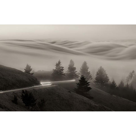 DrIVing With Fog Black Modern Wood Framed Art Print with Double Matting by An, Anna