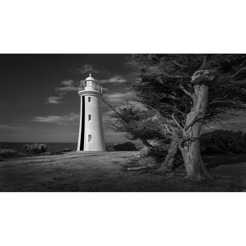 Mersey Bluff Lighthouse Black Modern Wood Framed Art Print with Double Matting by Papamanolis, Emanuel