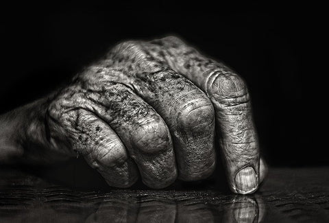 The Hand... White Modern Wood Framed Art Print with Double Matting by Luis Seco, Juan