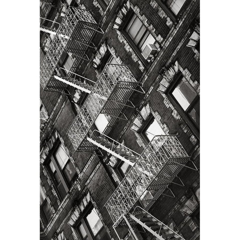 New York City Fire Escapes 04 Gold Ornate Wood Framed Art Print with Double Matting by Martin, Rikard