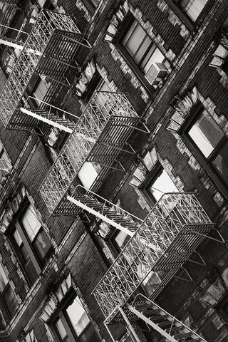 New York City Fire Escapes 04 White Modern Wood Framed Art Print with Double Matting by Martin, Rikard