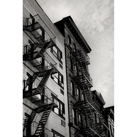 New York City Fire Escapes 05 White Modern Wood Framed Art Print by Martin, Rikard