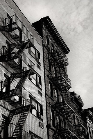 New York City Fire Escapes 05 Black Ornate Wood Framed Art Print with Double Matting by Martin, Rikard