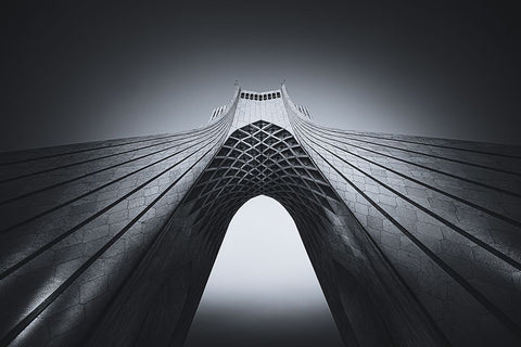 Azadi Tower Black Ornate Wood Framed Art Print with Double Matting by Tagliarino, Marco