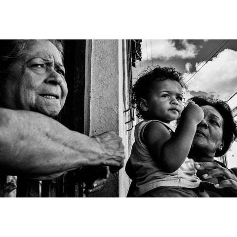 Three Generations Black Modern Wood Framed Art Print with Double Matting by Naor, Orna