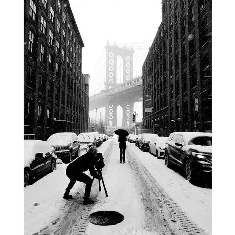 Winter in NYC Gold Ornate Wood Framed Art Print with Double Matting by Lesica, Ivan