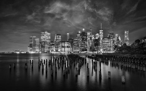 NYC White Modern Wood Framed Art Print with Double Matting by W, Joanna