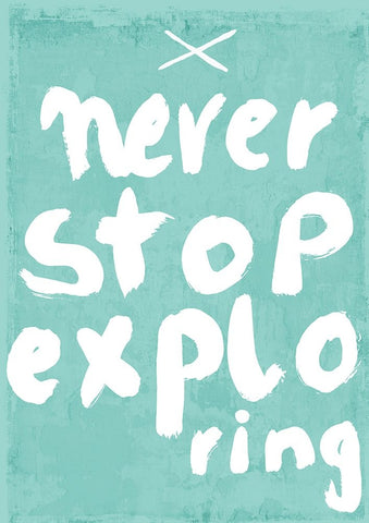Never Stop Exploring White Modern Wood Framed Art Print with Double Matting by Treechild
