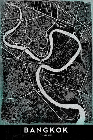 Bangkok Black Modern Wood Framed Art Print by StudioSix