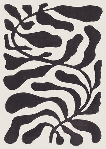 One Hundred-Leaved Plant #21 / Lino Print Black Ornate Wood Framed Art Print with Double Matting by Galitsyna, Alisa