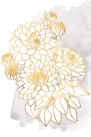 Pacey bouquet in gold and grey White Modern Wood Framed Art Print with Double Matting by Laiz Blursbyai, Rosana