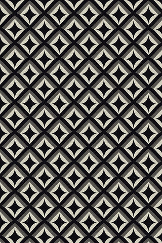 Black And White Tile Pattern White Modern Wood Framed Art Print with Double Matting by Treechild