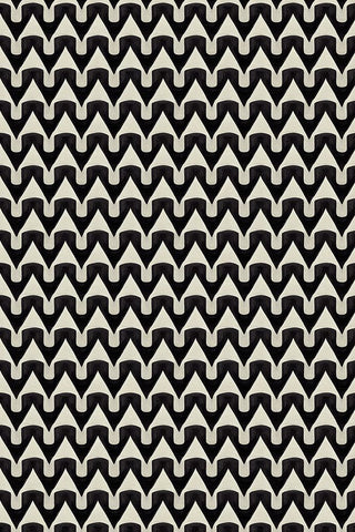 Black And White Zig Zag Pattern Black Ornate Wood Framed Art Print with Double Matting by Treechild