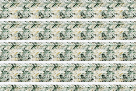 Green Beige Pattern White Modern Wood Framed Art Print with Double Matting by Treechild