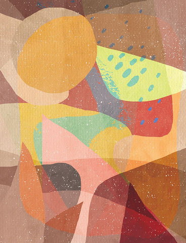Pastel Shapes a Watermelon White Modern Wood Framed Art Print with Double Matting by Demir, Aylin