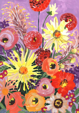Sunny asters and anemones Black Modern Wood Framed Art Print by Zwara, Ania