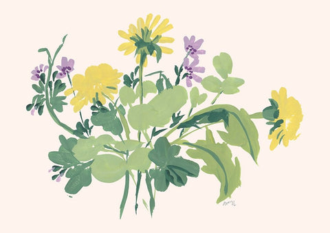 Green Meadow Bouquet Black Modern Wood Framed Art Print by Zwara, Ania