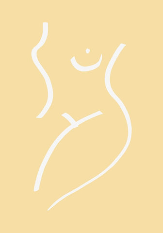 Nude Yellow Black Modern Wood Framed Art Print by Pictufy Studio
