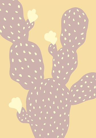Cactus Yellow White Modern Wood Framed Art Print with Double Matting by Pictufy Studio