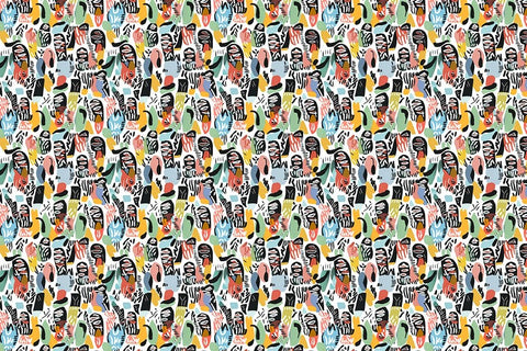 Pattern No 141 White Modern Wood Framed Art Print with Double Matting by Treechild