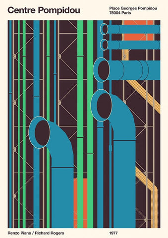 Pompidou White Modern Wood Framed Art Print with Double Matting by Bodart, Florent