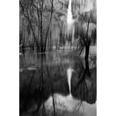 Yosemite Falls Black Modern Wood Framed Art Print with Double Matting by Berry, Jerry