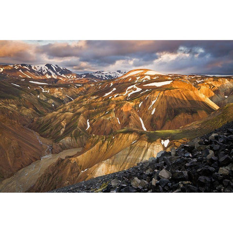 Landmannalaugar Sunset Black Modern Wood Framed Art Print with Double Matting by Wrobel, Karsten