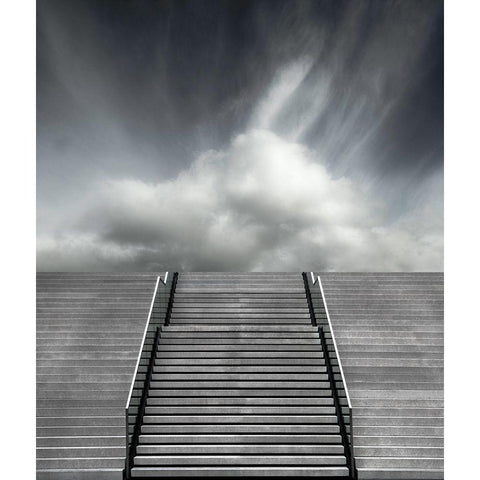 Stair White Modern Wood Framed Art Print by Claes, Gilbert