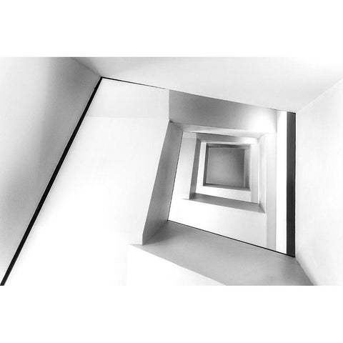 Golden Stairs Black Modern Wood Framed Art Print by Al-Khalaf, Hassan