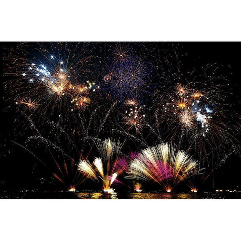 Ieri A Lecco Cerano I Fuochi... Black Modern Wood Framed Art Print by Calvetti, Francesco