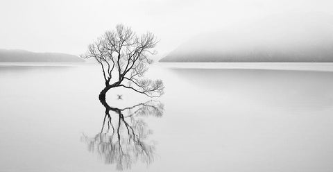 Serenity White Modern Wood Framed Art Print with Double Matting by Jones, Neville