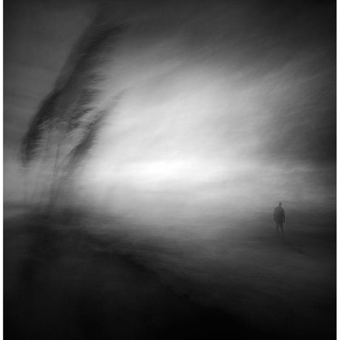 In The Middle Of Nowhere White Modern Wood Framed Art Print by Pascual Buye, Santiago