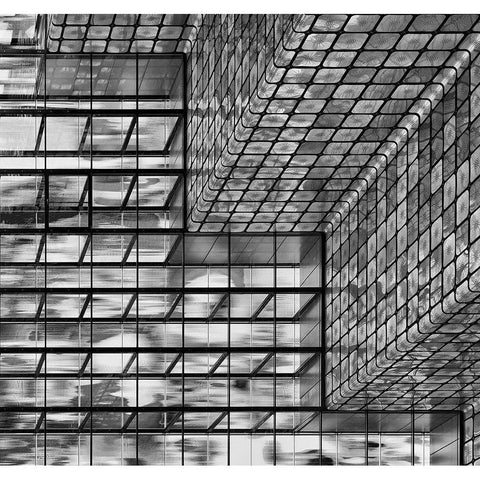 Silver Squares White Modern Wood Framed Art Print by Van Son, Greetje