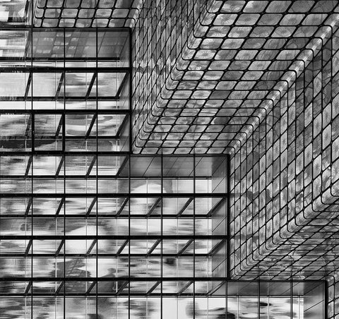 Silver Squares White Modern Wood Framed Art Print with Double Matting by Van Son, Greetje