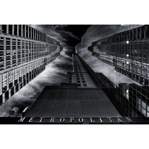 M E T R O P O L I T A N White Modern Wood Framed Art Print by De La, Javier