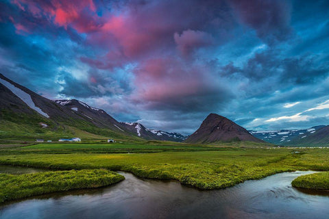 Farmland White Modern Wood Framed Art Print with Double Matting by Hoffmann, Raymond