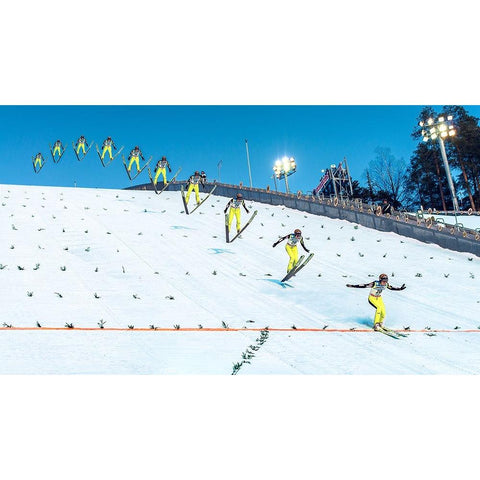 Anatomy Of A Ski Jump White Modern Wood Framed Art Print by Damsten, Petri